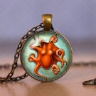 Photo Cabochon Cabochon Glass Vintage Bronze Chain Pendant Necklace
