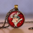 Photo Cabochon Cabochon Glass Vintage Bronze Chain Pendant Necklace