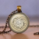 Photo Cabochon Cabochon Glass Vintage Bronze Chain Pendant Necklace