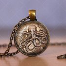 Photo Cabochon Cabochon Glass Vintage Bronze Chain Pendant Necklace