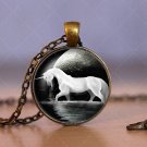 Photo Cabochon Cabochon Glass Vintage Bronze Chain Pendant Necklace