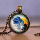Photo Cabochon Cabochon Glass Vintage Bronze Chain Pendant Necklace