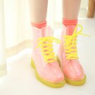 Clear Jelly Color Women Waterproof Rubber Martens Rain Boots Female duck boots Waterproof Shoes