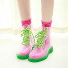 Clear Jelly Color Women Waterproof Rubber Martens Rain Boots Female duck boots Waterproof Shoes