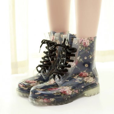 Women Clear Jelly Rain Boots Waterproof Rubber Martens Rain Boots Female duck boots Wellies Shoes