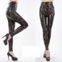 Sexy Women Clubbing Snake Print Wet Look Ladies Ankle Leggings Latex PU Leather High Waisted