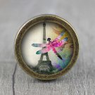 Butterfly Glass Cabochon Bronze cabinet Dresser Knobs pull / Dresser Pull