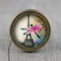 Butterfly Glass Cabochon Bronze cabinet Dresser Knobs pull / Dresser Pull