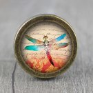 Butterfly Glass Cabochon Bronze cabinet Dresser Knobs pull / Dresser Pull