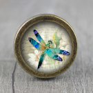 Butterfly Glass Cabochon Bronze cabinet Dresser Knobs pull / Dresser Pull