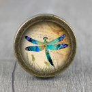 Butterfly Glass Cabochon Bronze cabinet Dresser Knobs pull / Dresser Pull