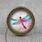 Butterfly Glass Cabochon Bronze cabinet Dresser Knobs pull / Dresser Pull