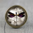 Butterfly Glass Cabochon Bronze cabinet Dresser Knobs pull / Dresser Pull