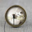 Butterfly Glass Cabochon Bronze cabinet Dresser Knobs pull / Dresser Pull