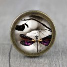 Butterfly Glass Cabochon Bronze cabinet Dresser Knobs pull / Dresser Pull
