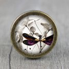 Butterfly Glass Cabochon Bronze cabinet Dresser Knobs pull / Dresser Pull