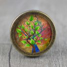 Life of Tree Glass Cabochon Bronze cabinet Dresser Knobs pull / Dresser Pull