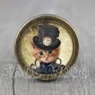 Cat Glass Cabochon Bronze cabinet Dresser Knobs pull / Dresser Pull
