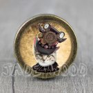 Cat Glass Cabochon Bronze cabinet Dresser Knobs pull / Dresser Pull