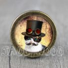 Cat Glass Cabochon Bronze cabinet Dresser Knobs pull / Dresser Pull