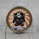 Cat Glass Cabochon Bronze cabinet Dresser Knobs pull / Dresser Pull