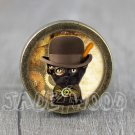 Cat Glass Cabochon Bronze cabinet Dresser Knobs pull / Dresser Pull