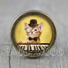 Cat Glass Cabochon Bronze cabinet Dresser Knobs pull / Dresser Pull