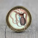 Octopus Glass Cabochon Bronze cabinet Dresser Knobs pull / Dresser Pull