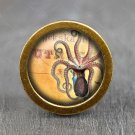Octopus Glass Cabochon Bronze cabinet Dresser Knobs pull / Dresser Pull