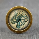 Octopus Glass Cabochon Bronze cabinet Dresser Knobs pull / Dresser Pull