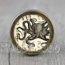 Octopus Glass Cabochon Bronze cabinet Dresser Knobs pull / Dresser Pull