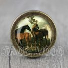 Horse Glass Cabochon Bronze cabinet Dresser Knobs pull / Dresser Pull