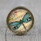 Dragonfly Glass Cabochon Bronze cabinet Dresser Knobs pull / Dresser Pull