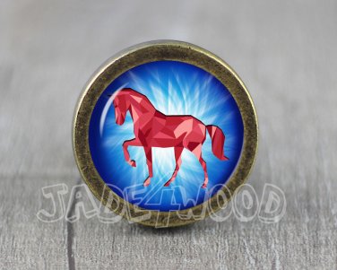 Horse Glass Cabochon Bronze cabinet Dresser Knobs pull / Dresser Pull