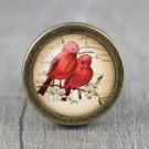 Bird Glass Cabochon Bronze cabinet Dresser Knobs pull / Dresser Pull