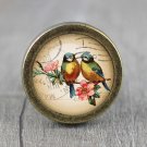 Bird Glass Cabochon Bronze cabinet Dresser Knobs pull / Dresser Pull