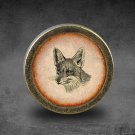 Fox Glass Cabochon Bronze cabinet Dresser Knobs pull / Dresser Pull