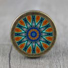 Mandalas Glass Cabochon Bronze cabinet Dresser Knobs pull / Dresser Pull