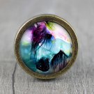 Horse Glass Cabochon Bronze cabinet Dresser Knobs pull / Dresser Pull