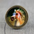 Horse Glass Cabochon Bronze cabinet Dresser Knobs pull / Dresser Pull