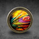 Feather Glass Cabochon Bronze cabinet Dresser Knobs pull / Dresser Pull