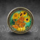 Painting Glass Cabochon Bronze cabinet Dresser Knobs pull / Dresser Pull