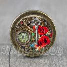 Steampunk Glass Cabochon Bronze cabinet Dresser Knobs pull / Dresser Pull