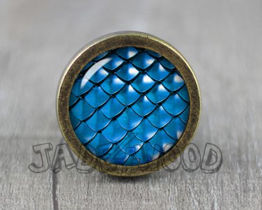Mermaid Scale Glass Cabochon Bronze cabinet Dresser Knobs pull / Dresser Pull