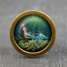 Mermaid Glass Cabochon Bronze cabinet Dresser Knobs pull / Dresser Pull