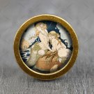Mermaid Glass Cabochon Bronze cabinet Dresser Knobs pull / Dresser Pull