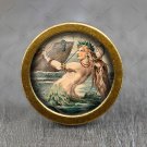 Mermaid Glass Cabochon Bronze cabinet Dresser Knobs pull / Dresser Pull