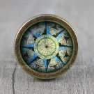 Compass Glass Cabochon Bronze cabinet Dresser Knobs pull / Dresser Pull