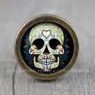 Gothic Skull Glass Cabochon Bronze cabinet Dresser Knobs pull / Dresser Pull