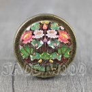 Flower Cabochon Bronze cabinet Dresser Knobs pull / Dresser Pull